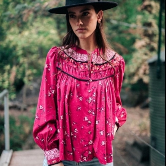 Free People Berry Combo blouse size SP NWOT - Picture 2 of 10